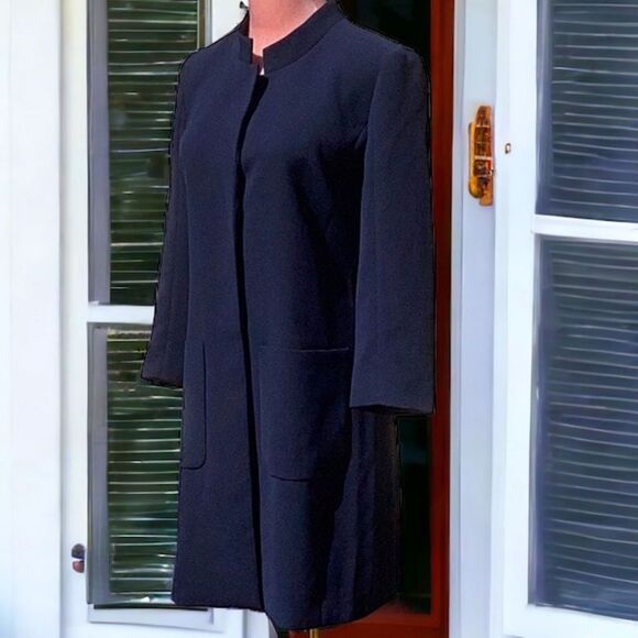 A/X ARMANI EXCHANGE NAVY BLUE LONG COAT JACKET MEDIUM - Picture 3 of 8